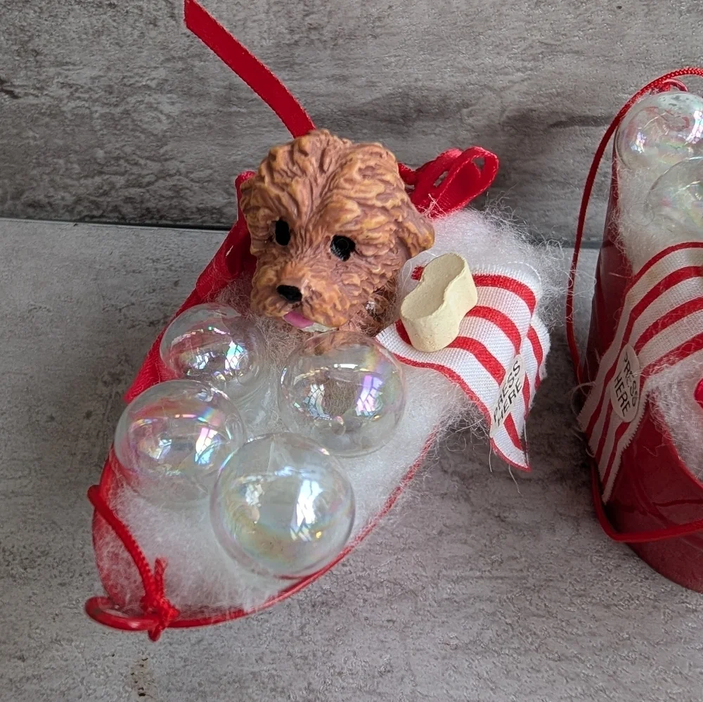 The San Francisco Music Box Company Puppy Dog in Bubble Bath Christmas Ornaments